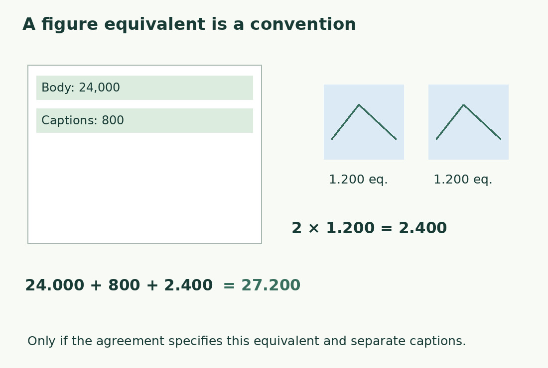 24,000 text characters plus 800 caption characters and 2,400 conventional figure equivalents total 27,200.