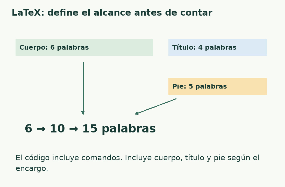 El cuerpo de seis palabras llega a diez con el título de cuatro y a quince con el pie de cinco.