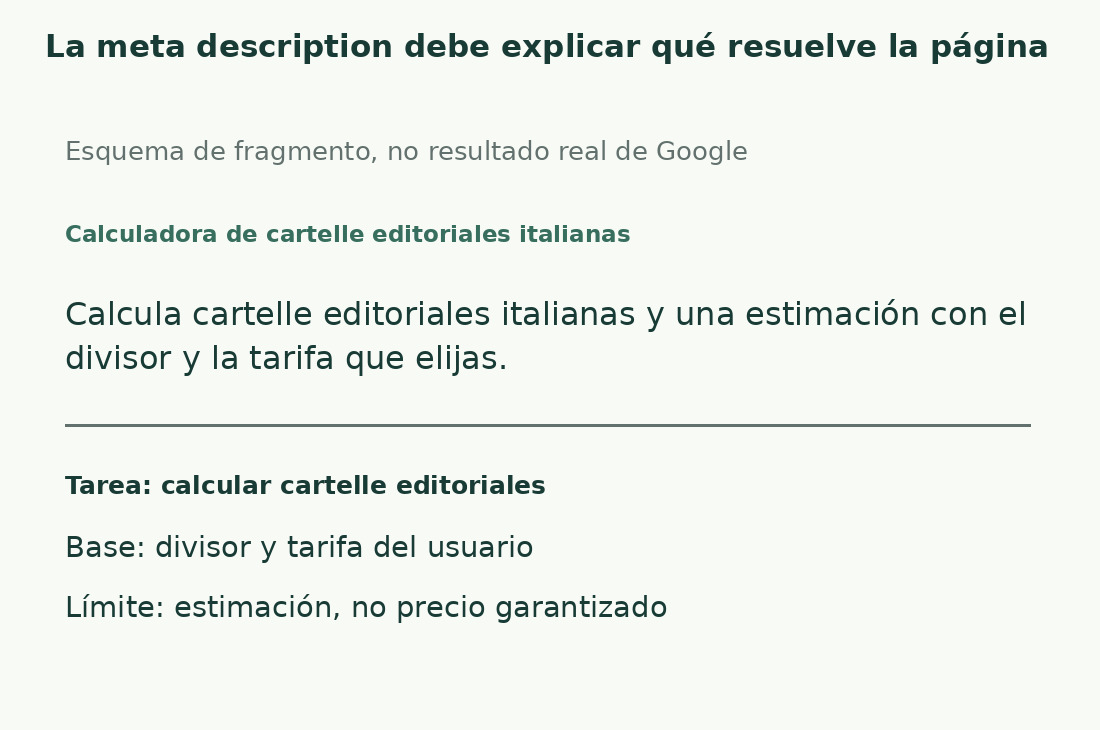 La descripción de ejemplo concreta tarea, datos y carácter estimado del resultado, en lugar de prometer una guía completa genérica.